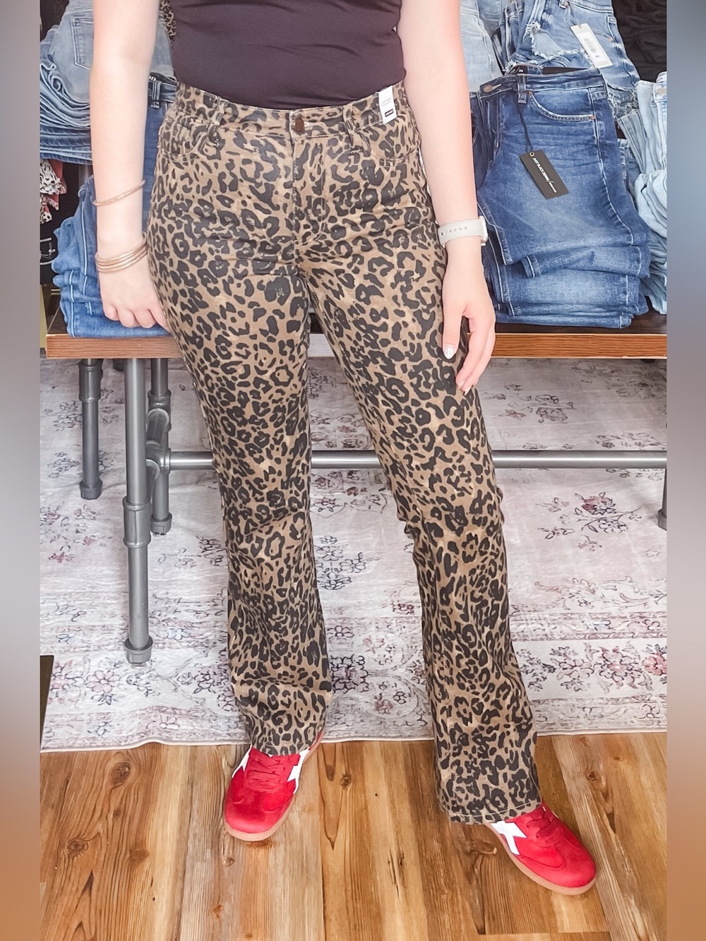 Judy Blue Denim Leopard Print High Waist Bootcut Jeans JB881183 - Picture 3 of 6